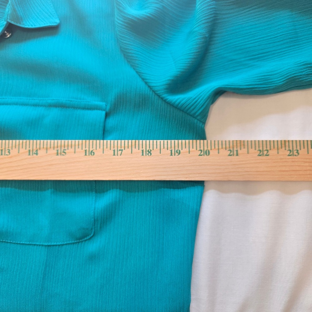 Y2K APT.‎ 9 Womens Size S Button Down Long Tab Sleeves Jade Green Utility Shirt - Picture 5 of 8